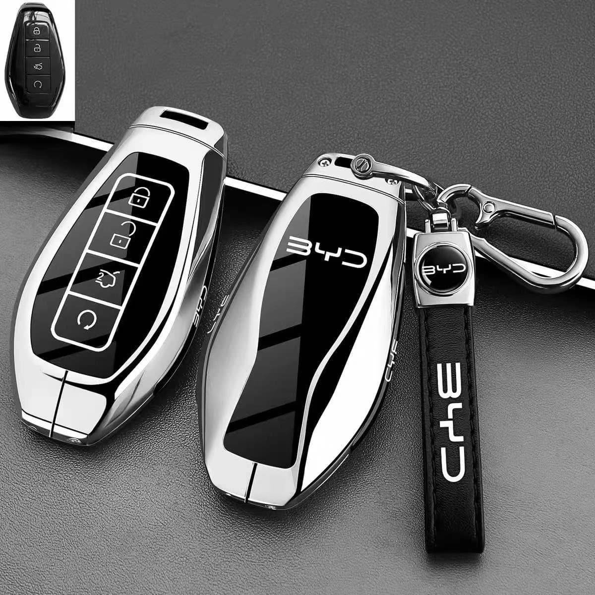 Zinc Alloy Car Key Case Cover Shell Protector Fob Holder for BYD Seal 08 EV DMI 2026 Accessories Keybag Keychain