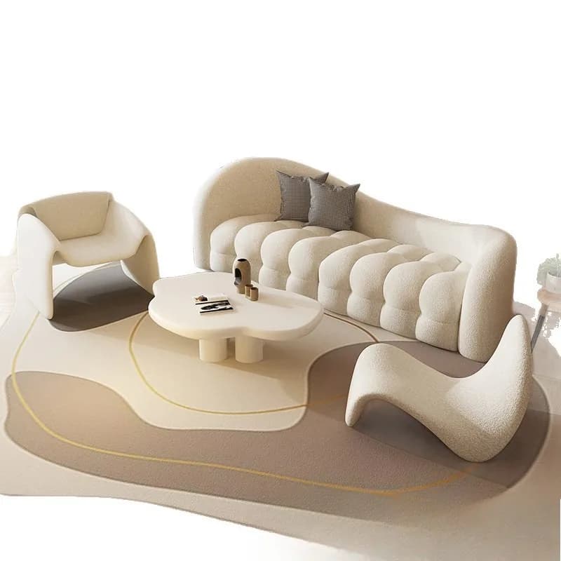 Sitting area French small apartment living room marshmallow sofa