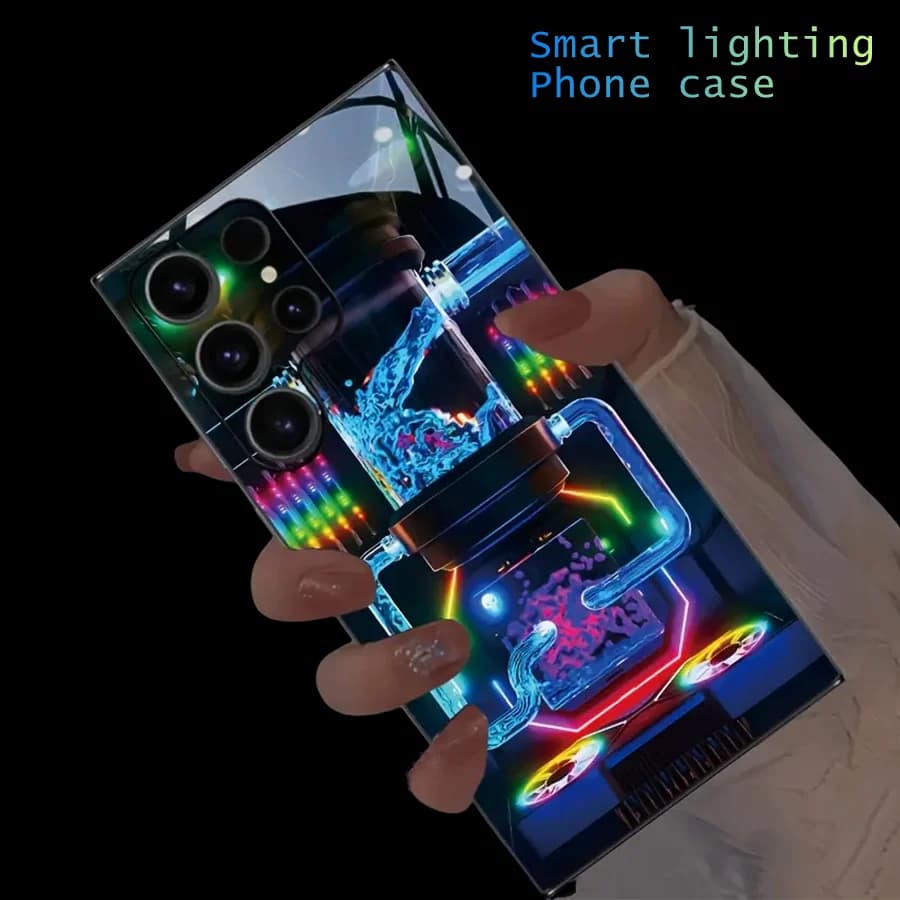 Mechanical Colorful Voice Control Luminous Phone Case For S25 S24 Ultra S22 S23 Plus S21 FE S20 Ultra A55 A35 A15 LED Back Cover