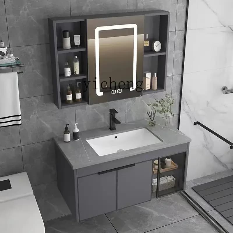 YSG Alumimum Bathroom Cabinet Combination Washbasin Cabinet Combination Ceramic Whole Washbin Wash Basin