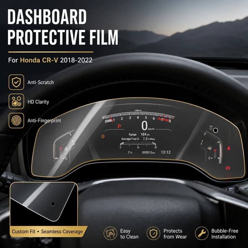 For Honda CR-V 2018-2022 Dashboard Protective Film, TPU Transparent Interior Decoration Accessories, Custom Fit Cover