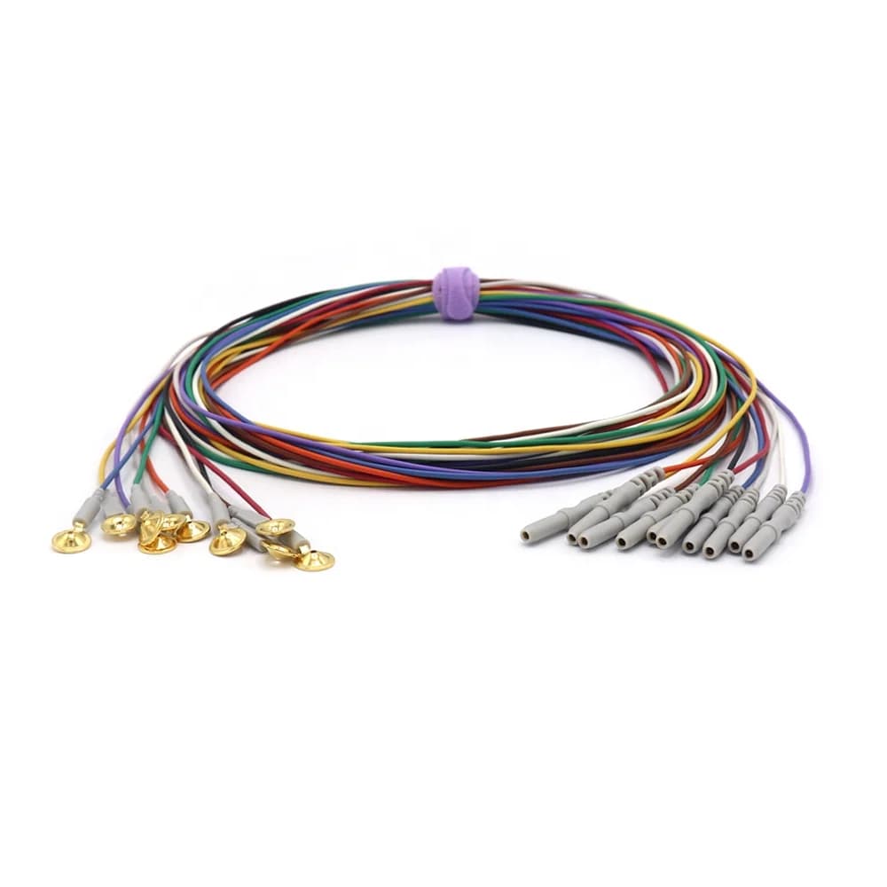 Electrodes EEG Cable 10 Leadwires Golden Plated Cup