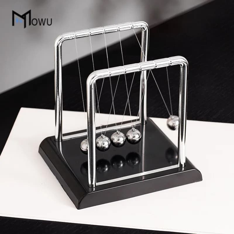Newton's Cradle Pendulum Balls Metal Desktop Physics Ornament, Creative Kinetic Decor for Office Living Room Stress Relief