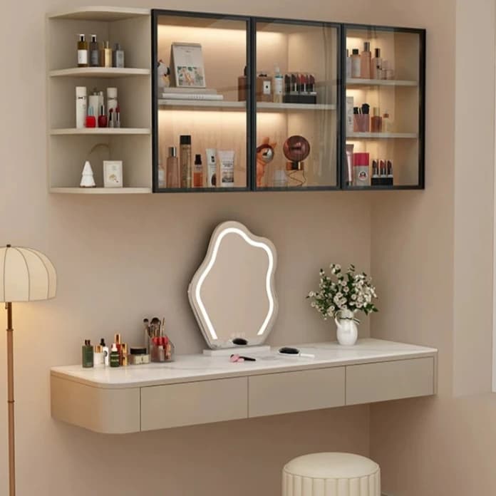 Compartment Organizer Vanity Makeup Desk Italian Weird Open Holder Dressing Table Compact Floating Coiffeuse Furniture Room