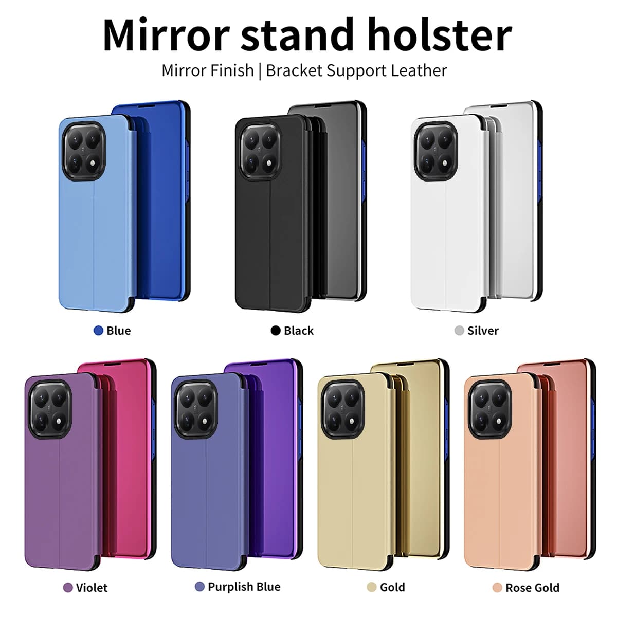 Plating Mirror Shockproof Case for Xiaomi Mi 15T , Luxury Flip Leather Cases Stand Cover Protectives Skins Shell for Xiaomi 15T