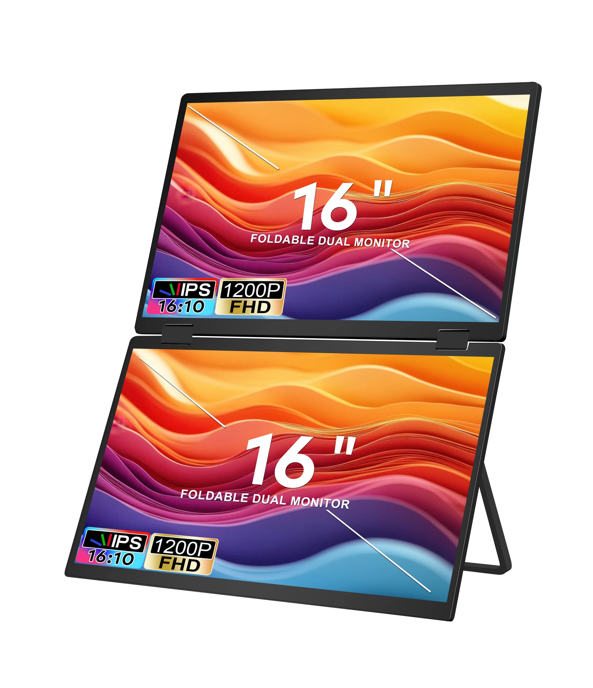 CE/FCC/ROHS Certified 16 Inch C Portable Monitor Dual Screen LCD Display High Resolution IPS Panel Built-in Speaker Business