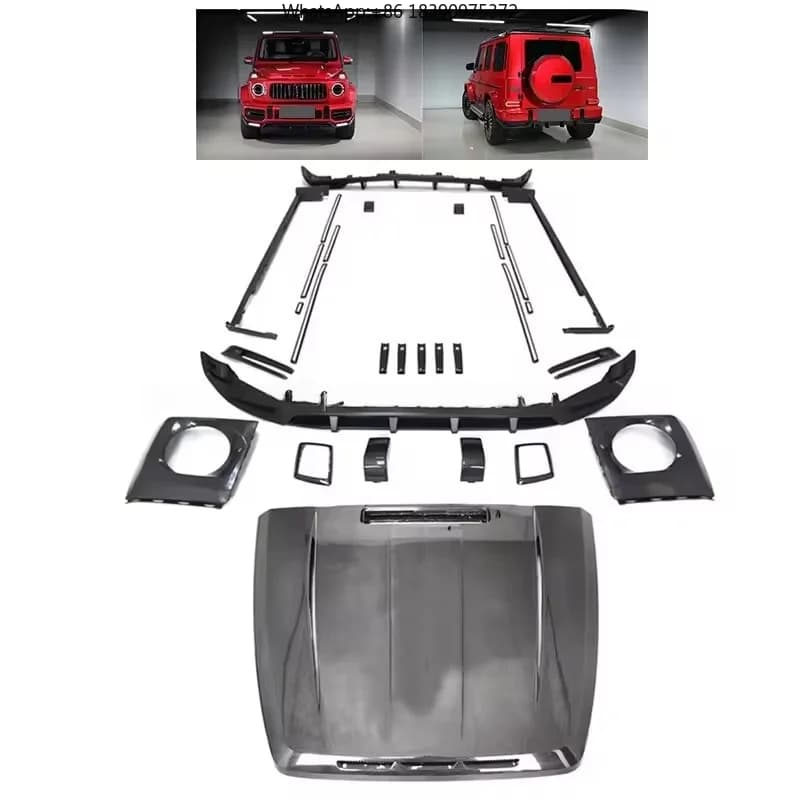 Top Car Style Front Lip Rear Diffuser Side Skirts Hood Body Kit for W464 G63 G500 Body Kit with Head Lights Cover