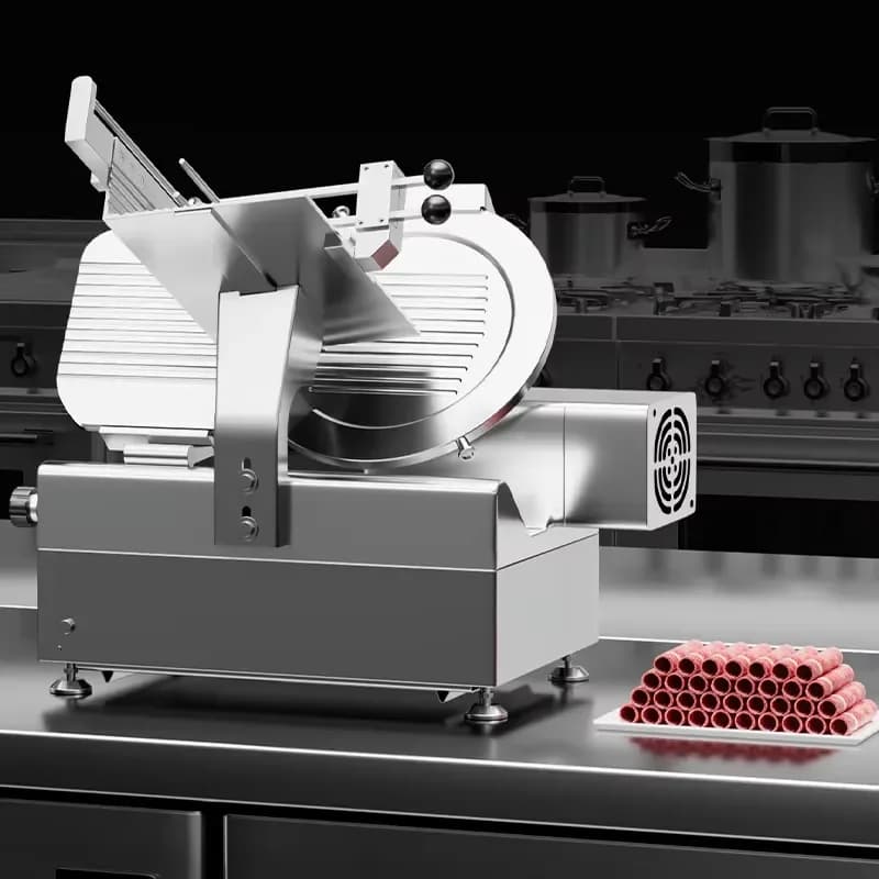 YWM Certificate 550w Fully Automatic Commercial New Meat Slicer High Manganese Steel Blade Knife Frozen Cooked Meat Slicer