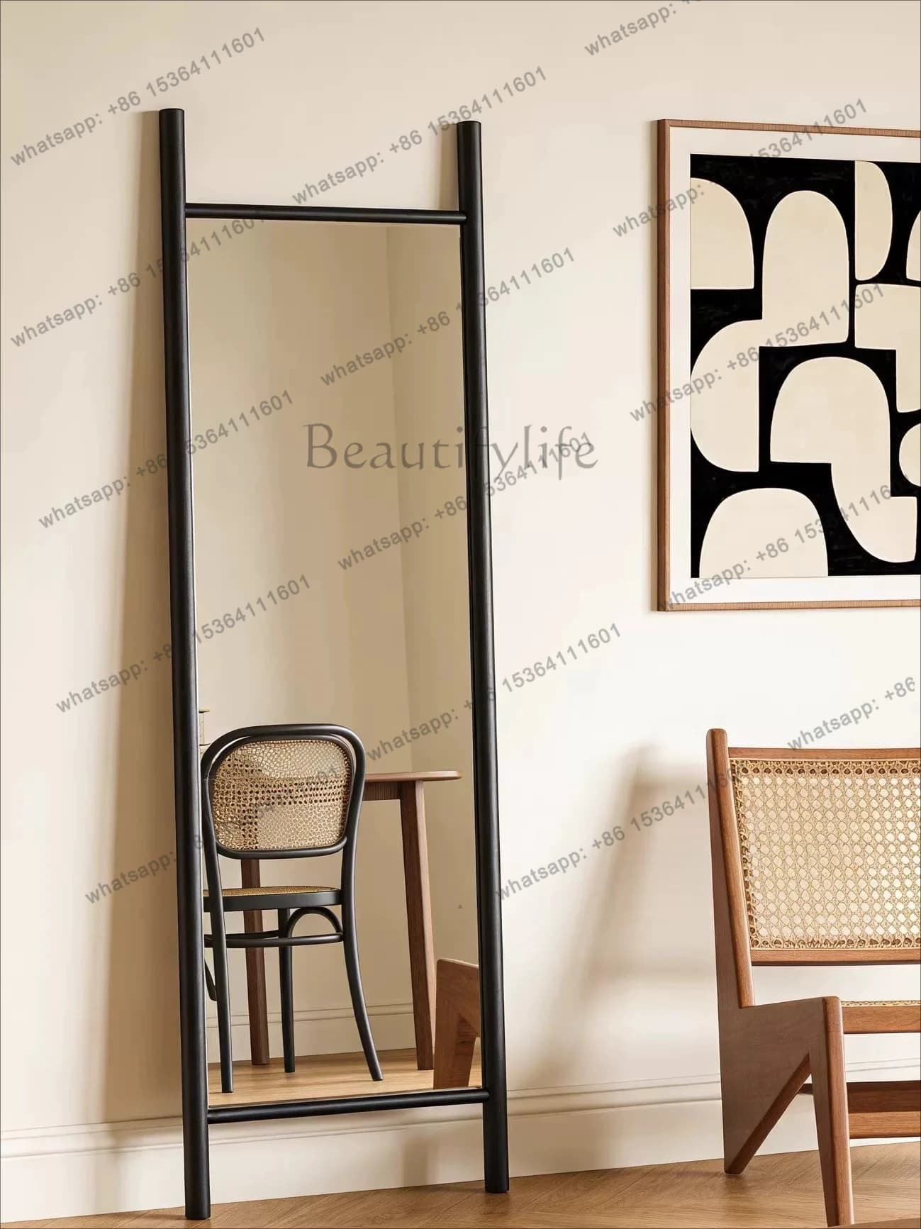 American full-body mirror French retro home living room floor-to-ceiling full-length mirror medieval simple post-modern