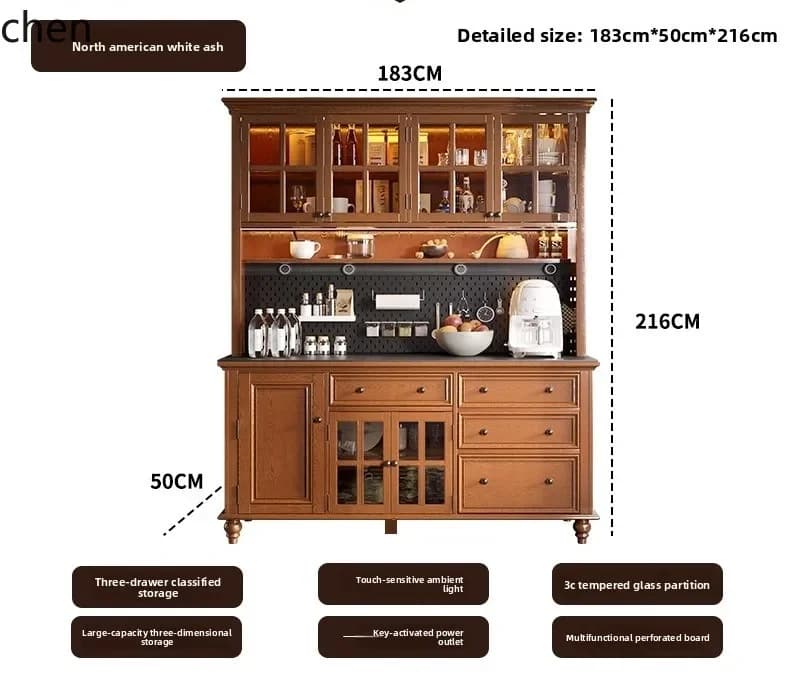PYH Sideboard High Cabinet Integrated Living Room Dining Room Wall-Mounted Home Tea Wine Cabinet Storage Cabinet