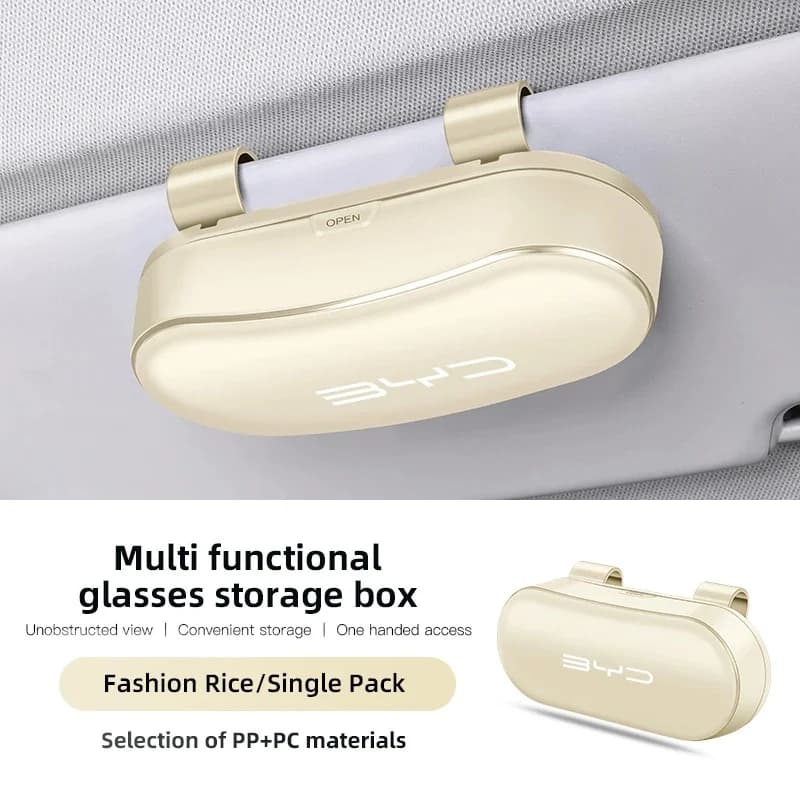 Durable Car Sunglasses Storage Container For BYD Dolphin Seal Atto3 Han Tang Song Yuan BYD Logo Sun‑Visor Glasses Holder Box Aut