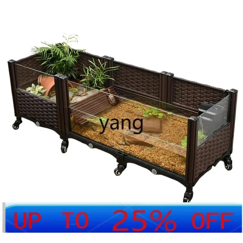 CX amphibious breeding tank for household raising yellow edge tortoises, large breeding box nest with drainage