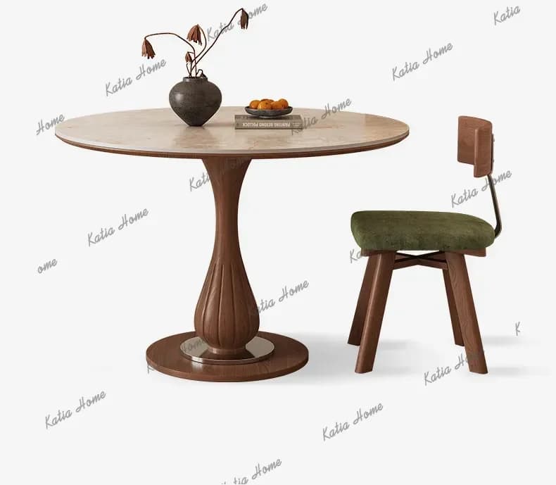 LD Marble Luxury Dining Desk Polished Stone Surface Sturdy Dining Desk Elegant Centerpiece Home Furniture