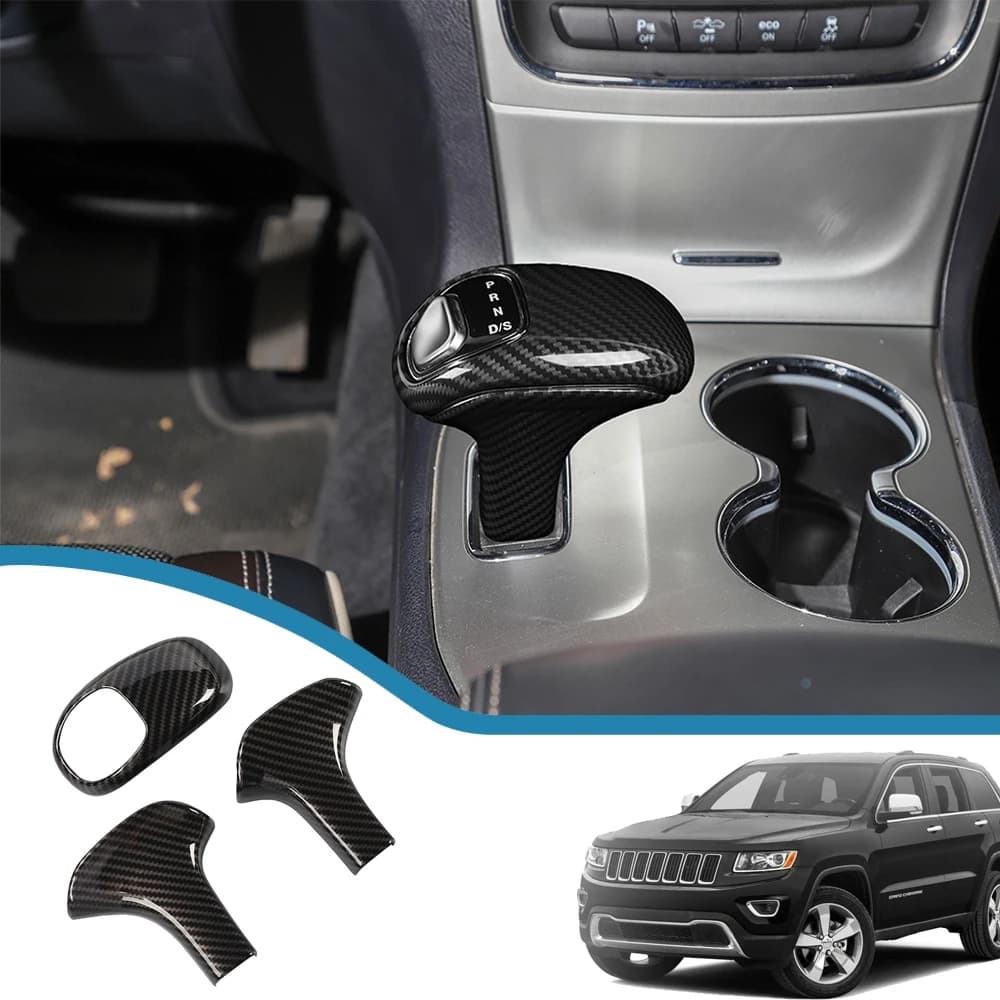 Car Handle Gear Head Lever Decoration Shift Knob Cover Stickers for Jeep Grand Cherokee 2014 2015 Interior Mouldings Accessories