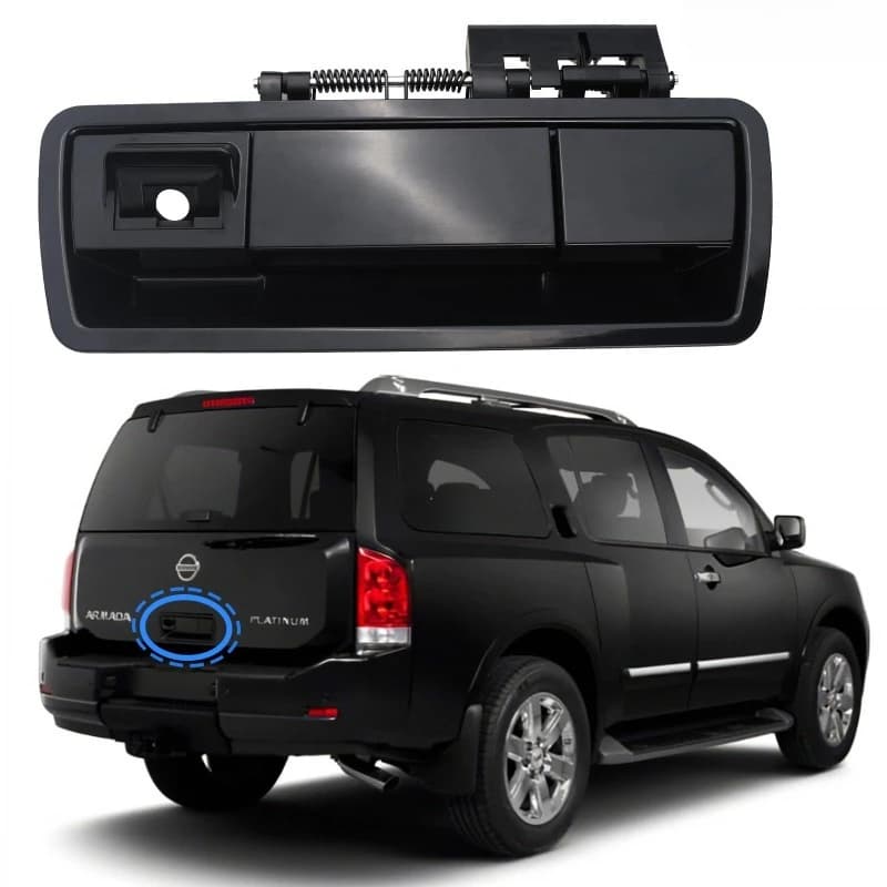 Rear Tailgate Release Handle Black 90606-ZZ90E for Nissan Armada 2004-2013 Lifting tailgate Assembly With Camera Hole Chrome