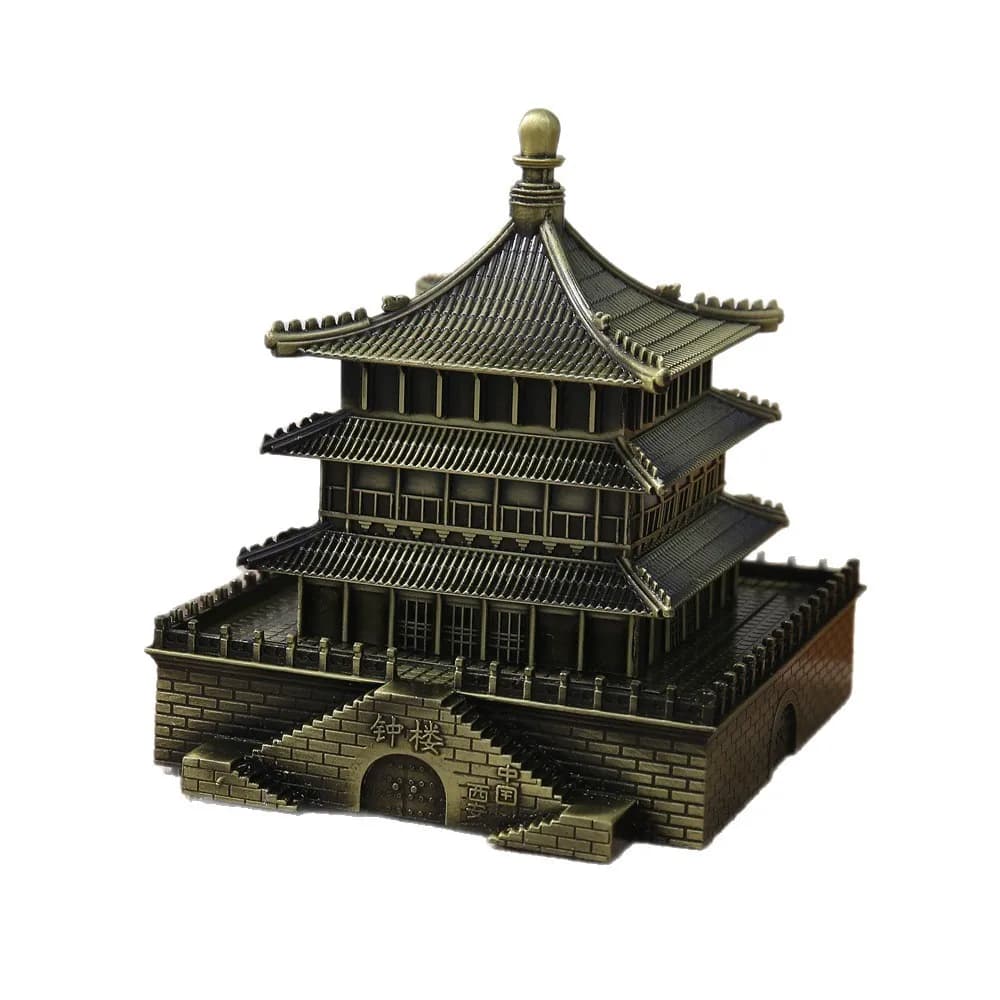 Xi'an Bell Tower Models Home Decor China Travel Souvenirs Figurines Metal House Model Creative Gifts Boys' toys
