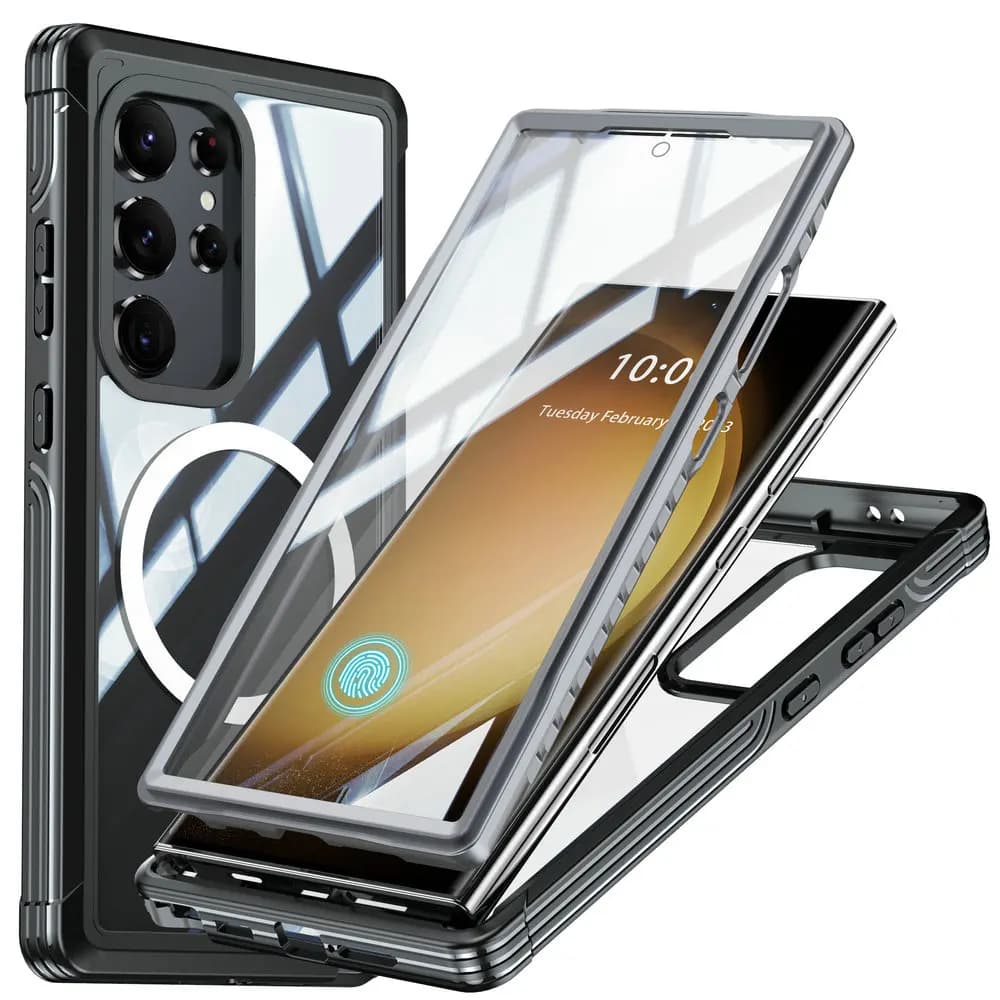 Shockproof Case Bumper Etui for Samsung S24 Ultra S20 360 Protect Back Cover Galaxy S23 FE S 23 Plus 5G Coque S 24 Magnet Case
