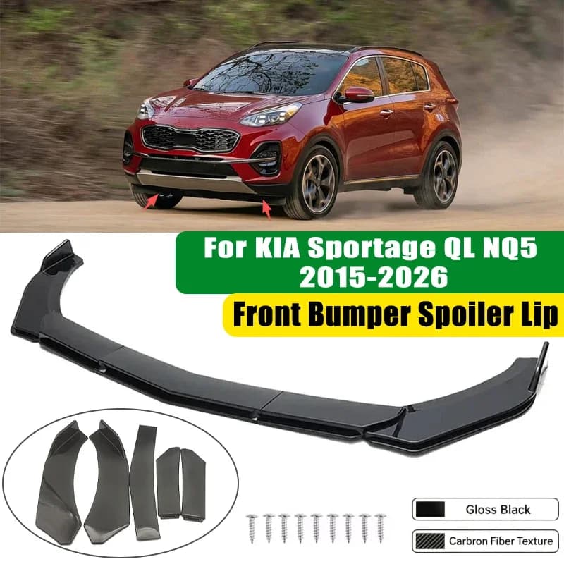 For KIA Sportage QL NQ5 2015-2026 5Pcs ABS Car Front Bumper Lip Spoiler Splitter Body Kit Canard Tuning Accessories