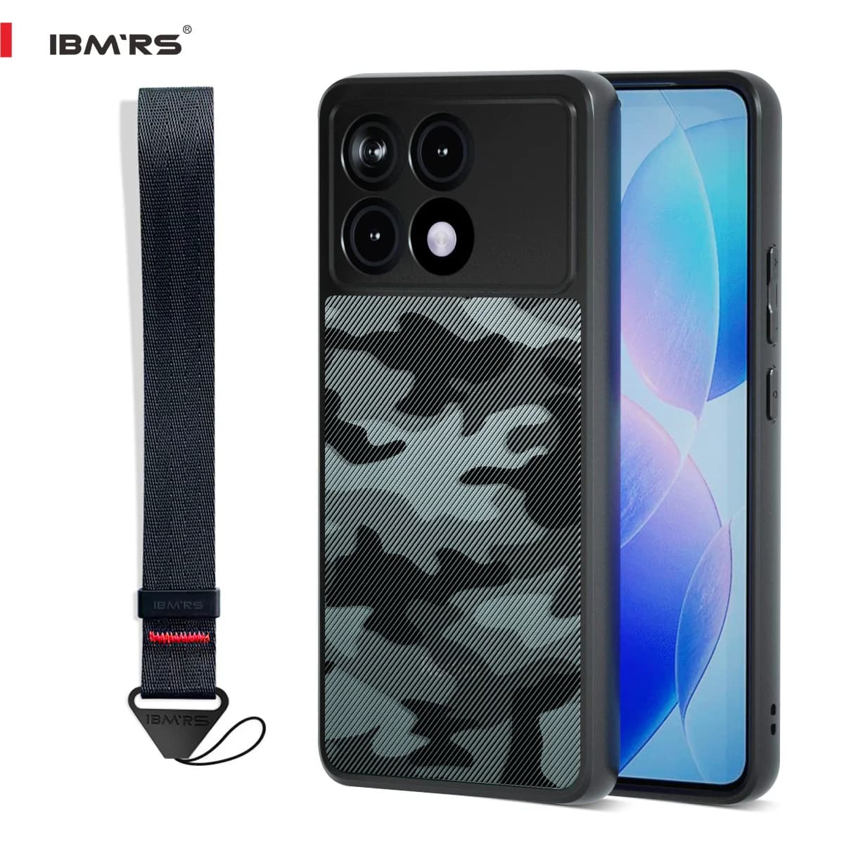 Camo Case for Redmi K70/70 Pro/Poco F6 Pro, Shockproof Anti-Scratch Cover with Lanyard