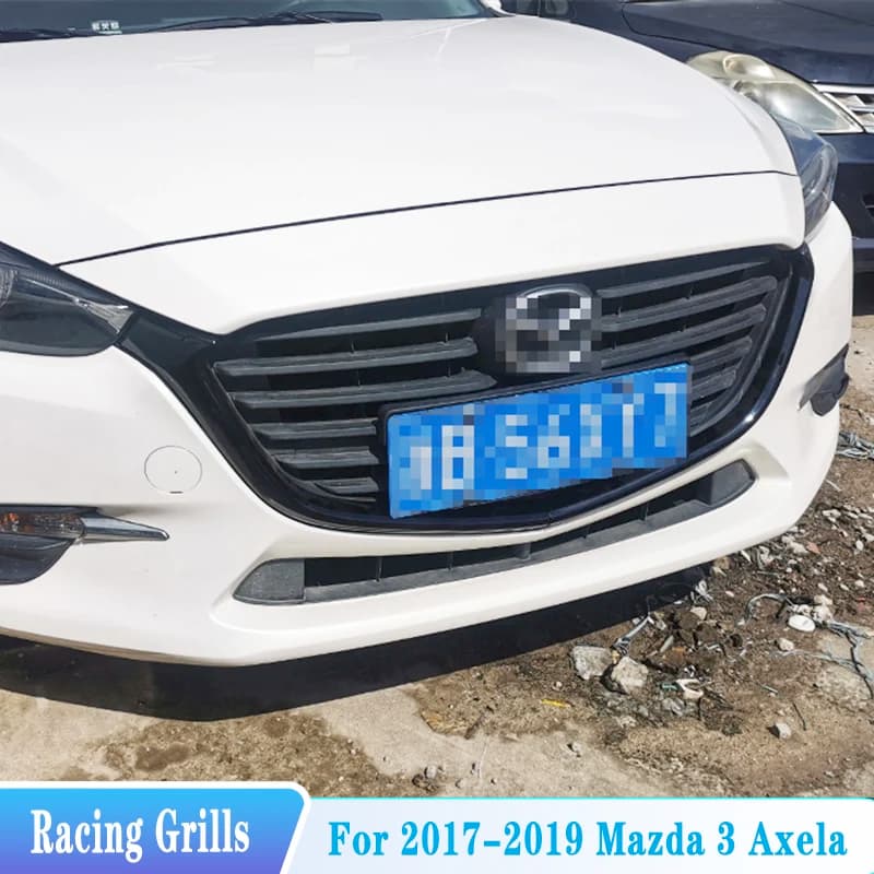 For 2017-2019 Mazda 3 Axela Front Racing Grills Grille Mesh Trim Cover Mazda 3 Car Grille Trim Strip Separator Refit Accessories