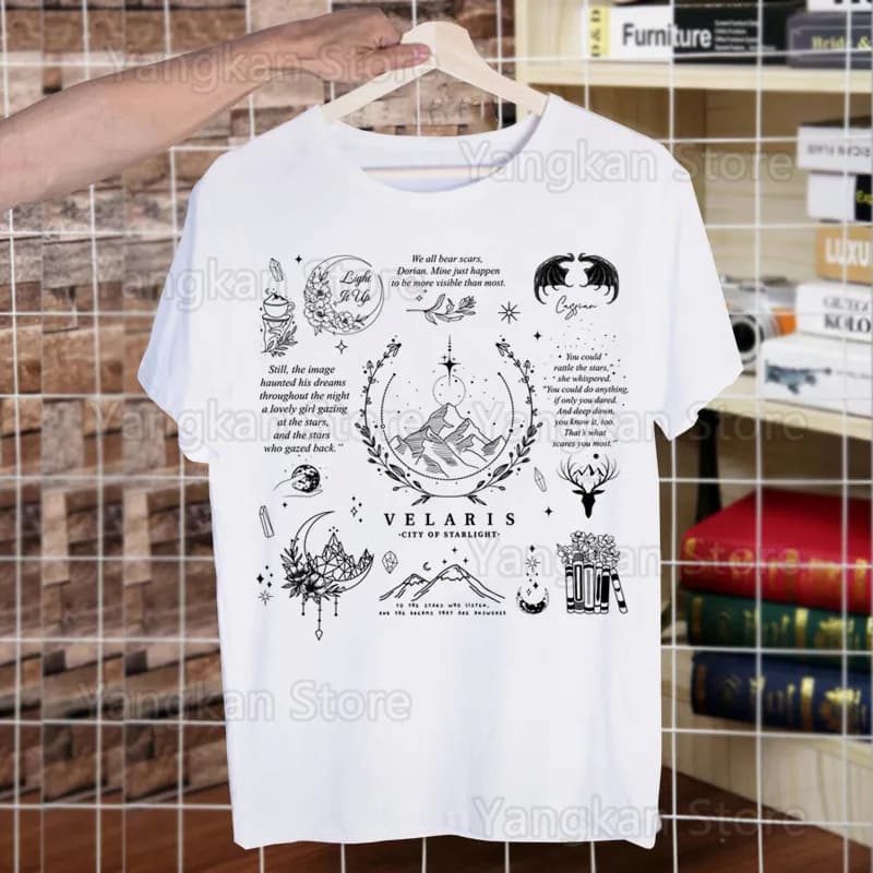 ACOTAR Velaris City of Starlight The Night Court Tshirts Fashion Men And Women Tops T-shirt Short Sleeve Unisex Tshirt