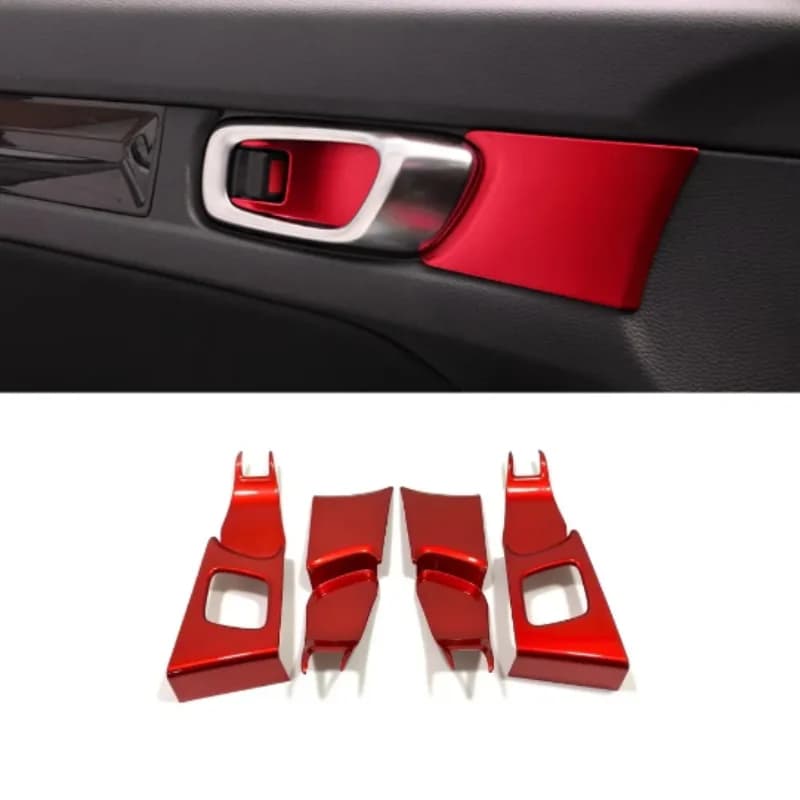For Honda Civic 11th Gen 2022 2023 2024 ABS Plastic Car Armrest Door Handle Bowl Cover Trim Decoration Handrail Accessories 4Pcs