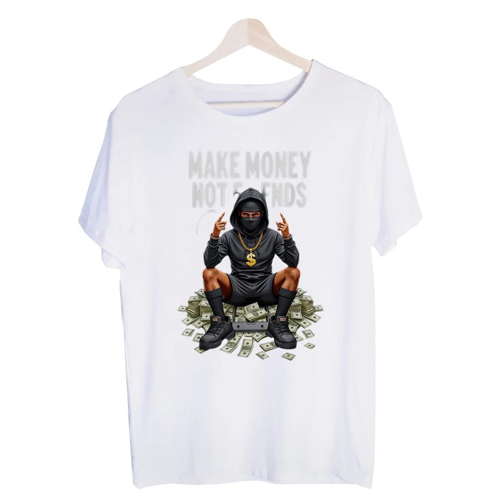 Men's Money Motif Slogan Graphic Tee, Short Sleeve Crew Neck Streetwear T-Shirt for Casual Daily Wear