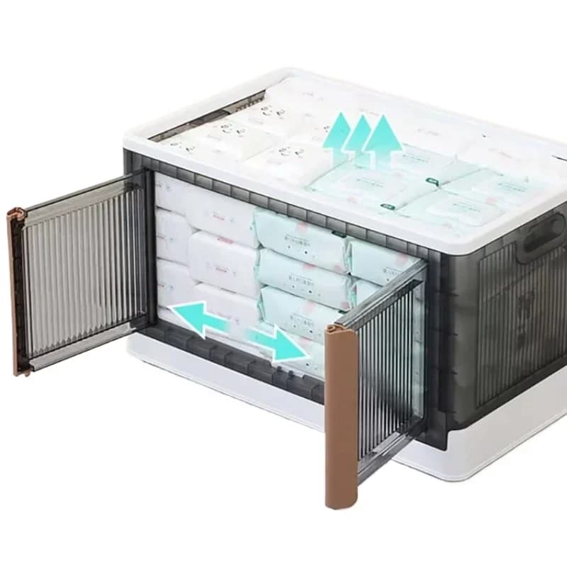 Hot Selling Wardrobe Clothes Storage Double Open Plastic Foldable Lid Storage Box