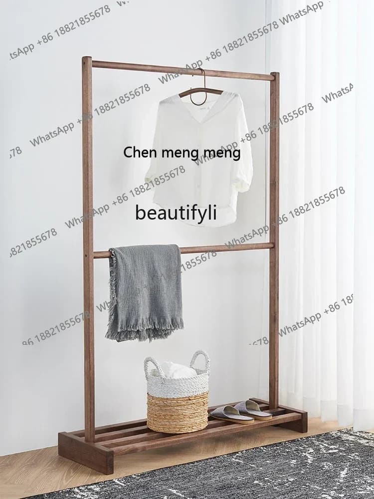 D178 North America Black Walnut Solid Wood Coat and Hat Rack Nordic Bedroom Home Floor Clothes Hanger