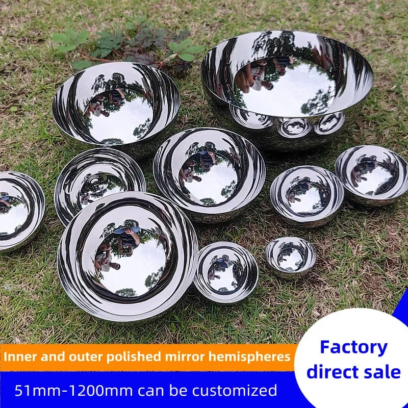 Diameter 51mm-1200mm 304 Stainless Steel Inside and Outside Fine Polishing Mirror Decoration Hollow Hemisphere Chimney
