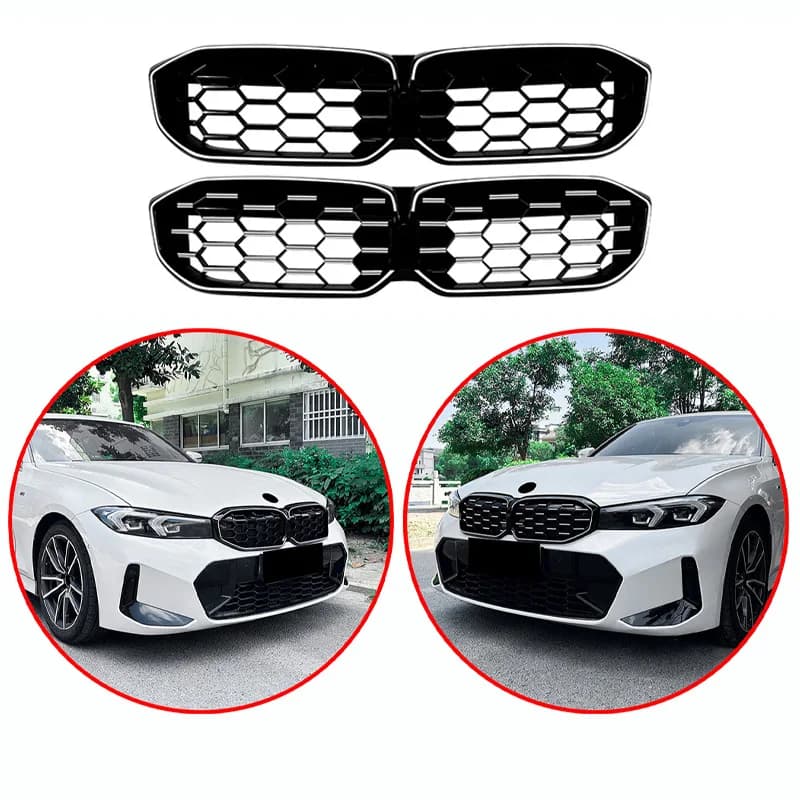 For BMW 3 Series G20 G21 G28 2023+ High Quality ABS LED Diamond Mesh Kidney Grille  Car Front Bumper Grill Glossy Black
