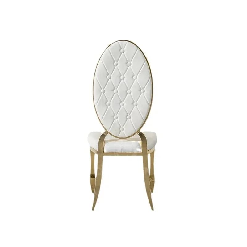 Modern simple stainless steel light luxury soft bag white leather back chair