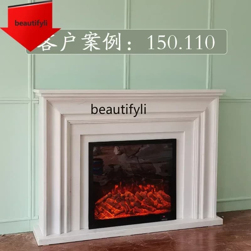 Q181 Marble fireplace French minimalist neoclassical fireplace stone fireplace living room decoration