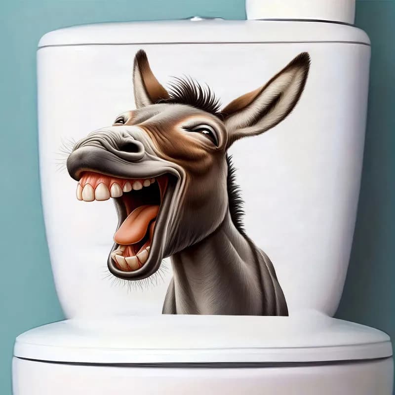 Funny Donkey Wall Sticker Toilet Lid Stickers, Bedroom Entrance Living Room Porch Home Decora Waterproof Decals Stickers M1524