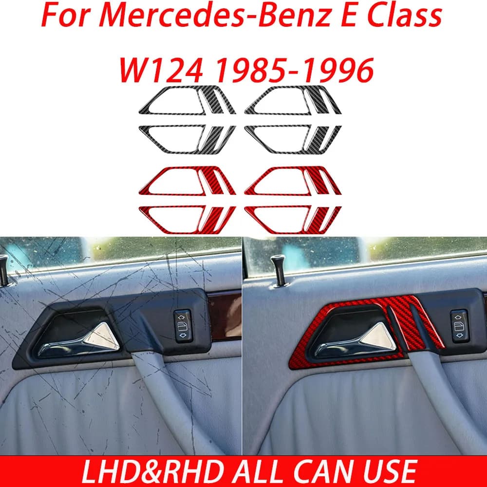 For Mercedes-Benz E Class W124 1985--1996 Carbon Fiber Door Handle Trim Panel Car Interiors Accessories Decorations Stickers