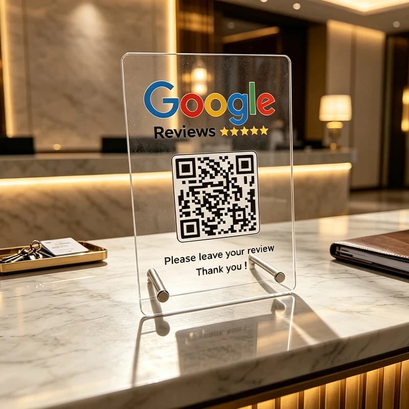 Google review QR code Sign Customization Transparent Acrylic PMMA With Metal Bracket Plate All personalizd