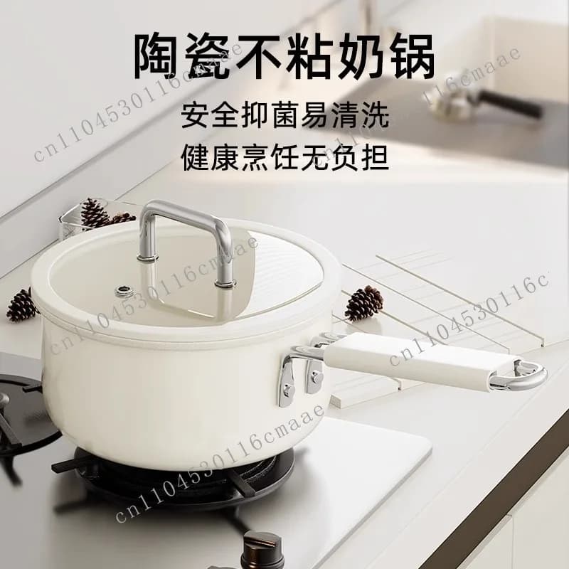 Ceramic milk 0 fluorine coated non-stick  baby complementary food pot one person instant noodleuniversal