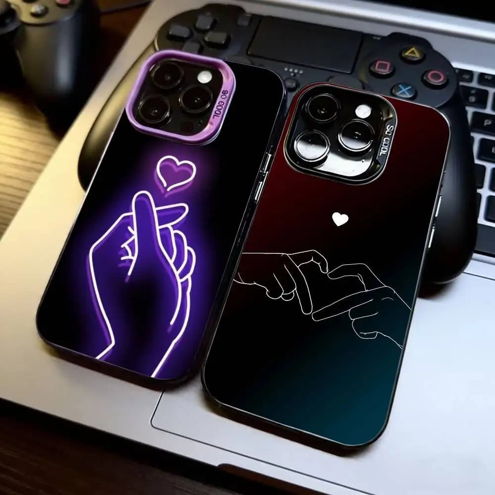 Hand Gesture Phone Case For iPhone 17,16,15,14,13,12,11 Plus,Pro Max,XS,Colorful Silver Phone case Funda Cover