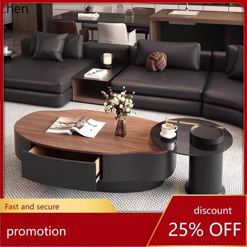 ZML Vintage Style Coffee Table Set Solid Wood Tea Table Living Room Home High-End Coffee Table