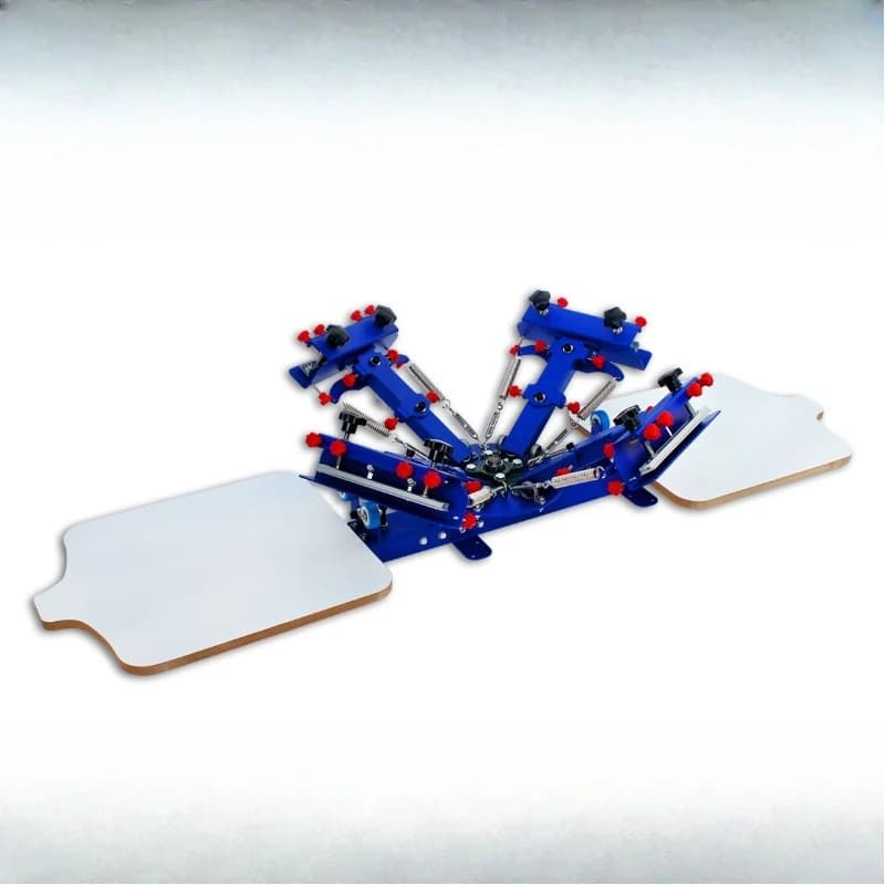 Desktop fixed fine-tuning four-color two-station single-wheel screen printing machine