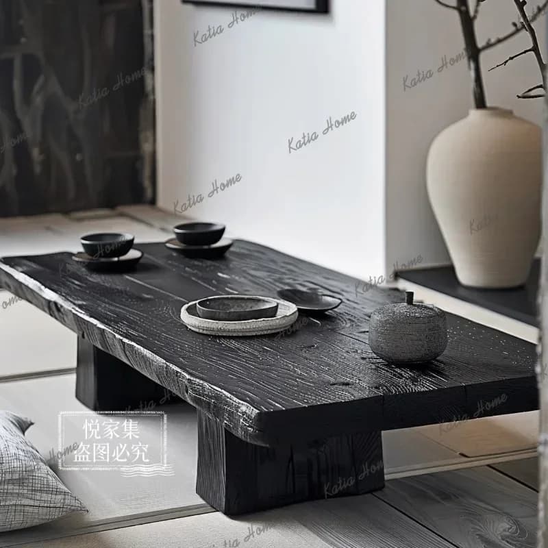 ld Japanese Wabi Sabi Style Coffee Table Mid Century Style Solid Wood Homestay Living Room  Simple Home Furniture FYCT