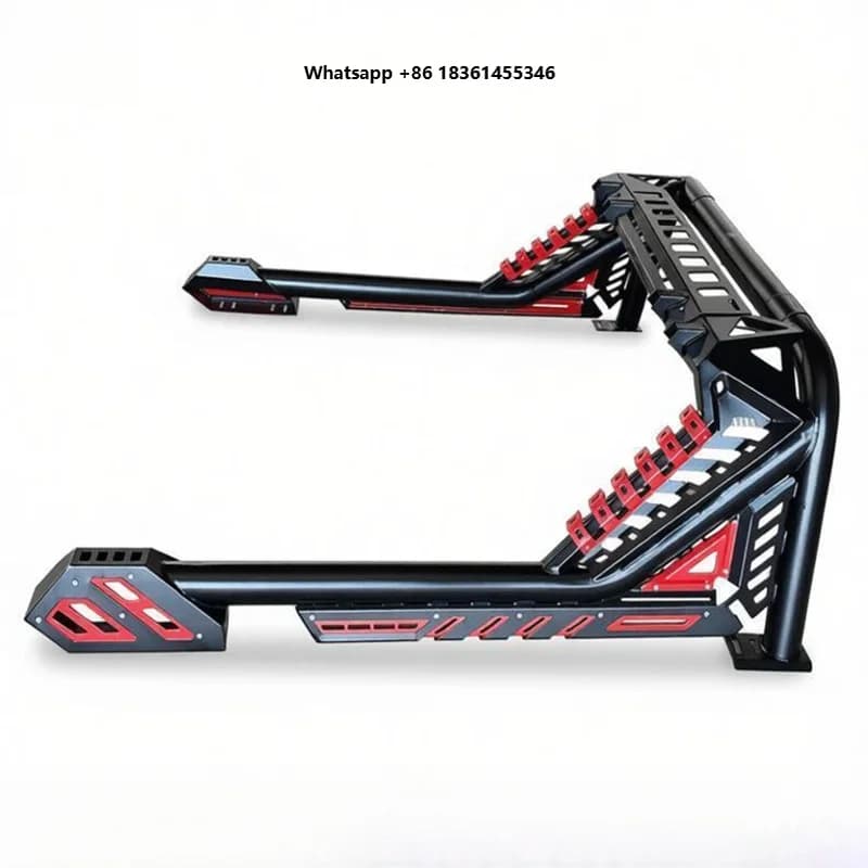 High Quality Heavy Duty Black Steel Red-bordered Roll Bar Sport Style Modified Accessories Ranger T6 T7 T9 Pickup Truck