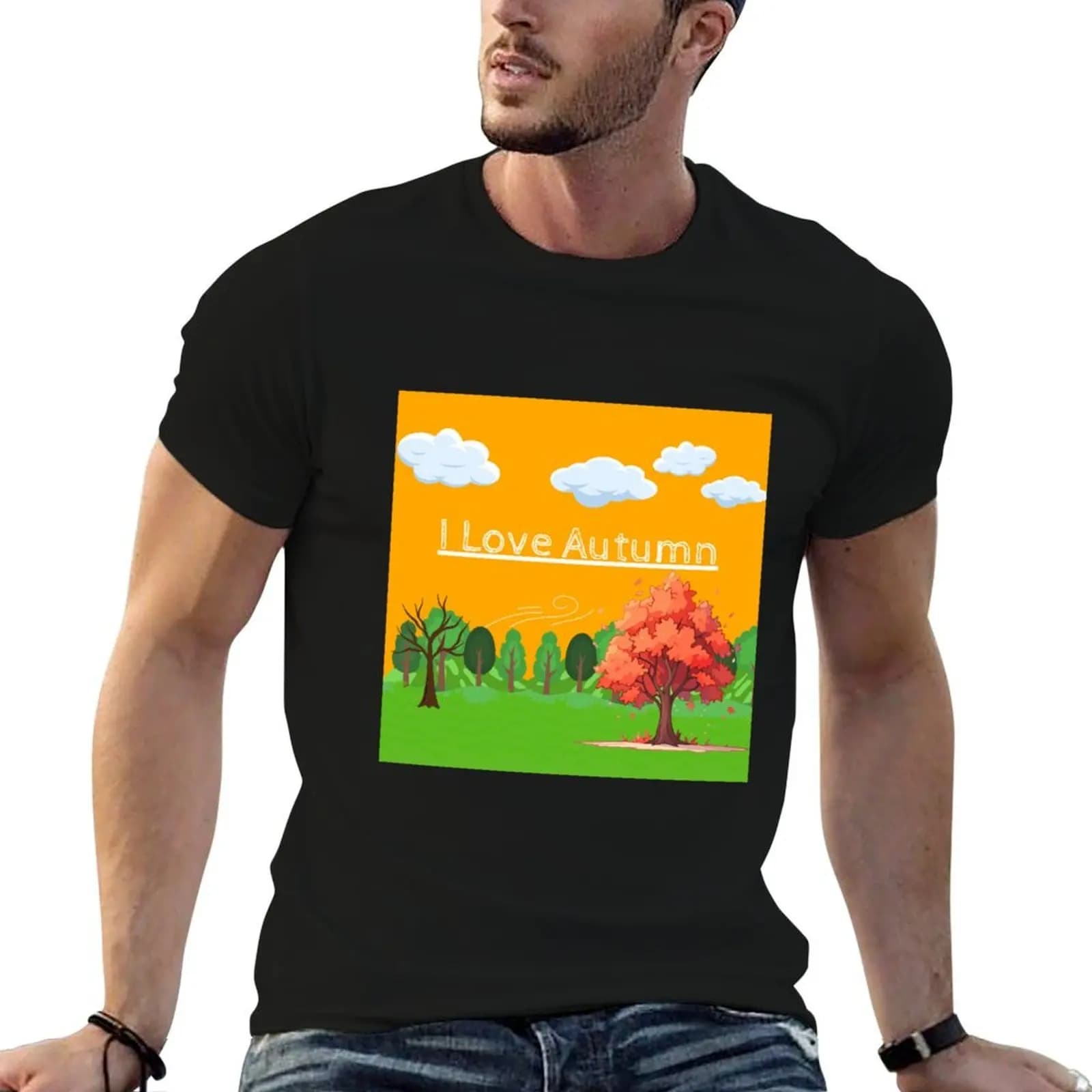 I Love Autumn T-Shirt gifts for boyfriend anime mens cotton t shirts