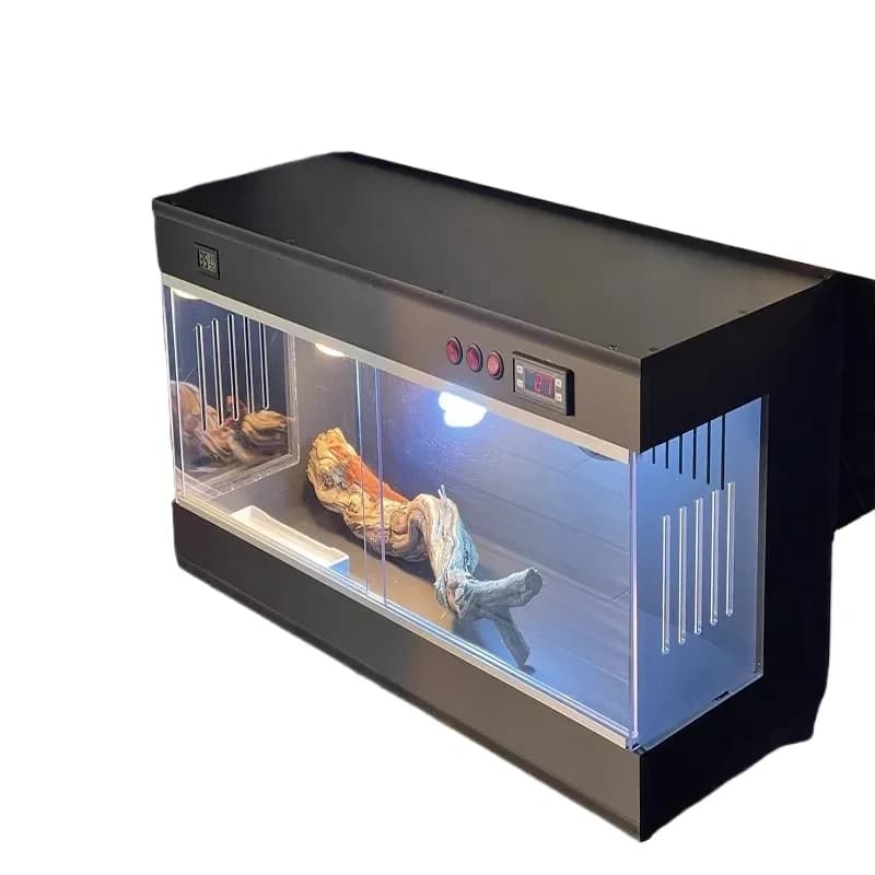 for Tortoise PVC Incubator Panoramic Insulation Climbing Box with Cylinder for Lizard Pet Raising Habitat