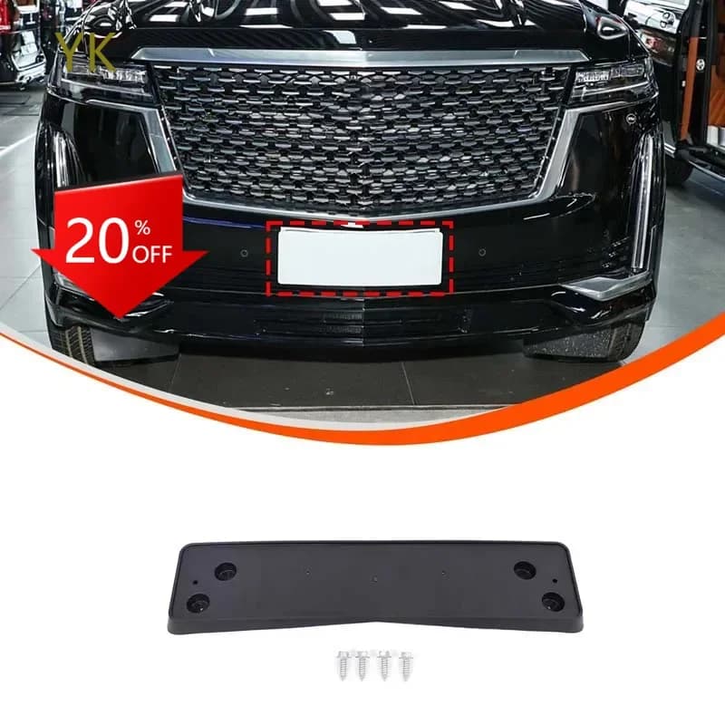For Cadillac Escalade 2021-2024 ABS Black Car Front Bumper License Plate Holder Bracket Car Accessories(UK Version)