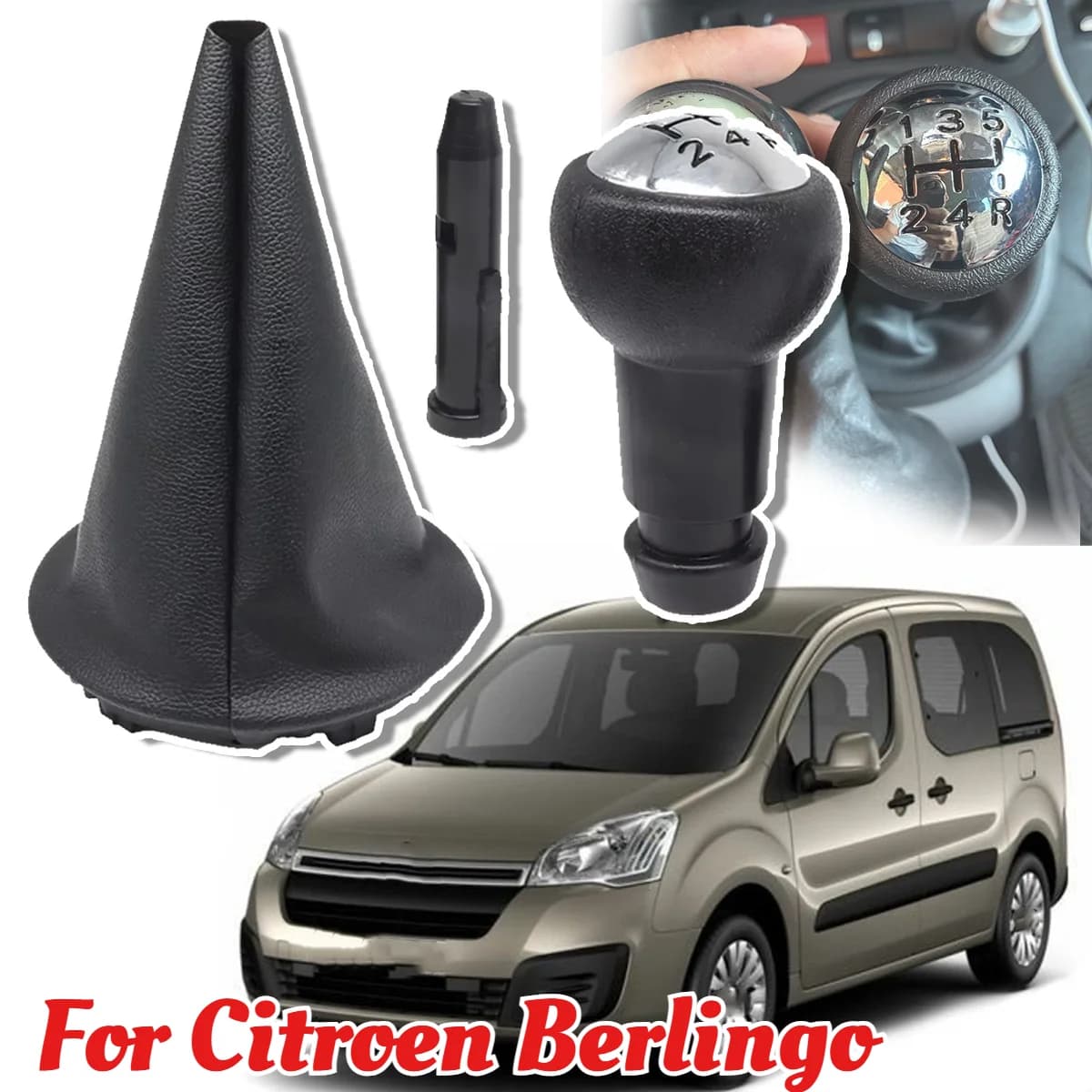 5 Speed Manual Gear Shift Lever Knob Gaiter Boot Pen Cover Parts Accessories Kit For Citroen Berlingo Multispace B9 2008-2018