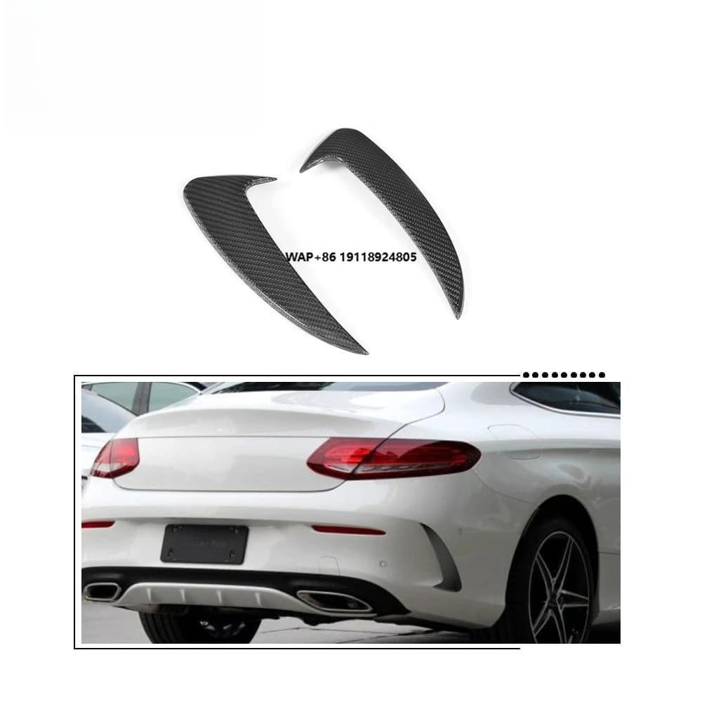W205 Carbon Fiber Rear Bumper Air Canards for Ben Z C205 C200 C43 AMG C-Class 2-Door 15-17