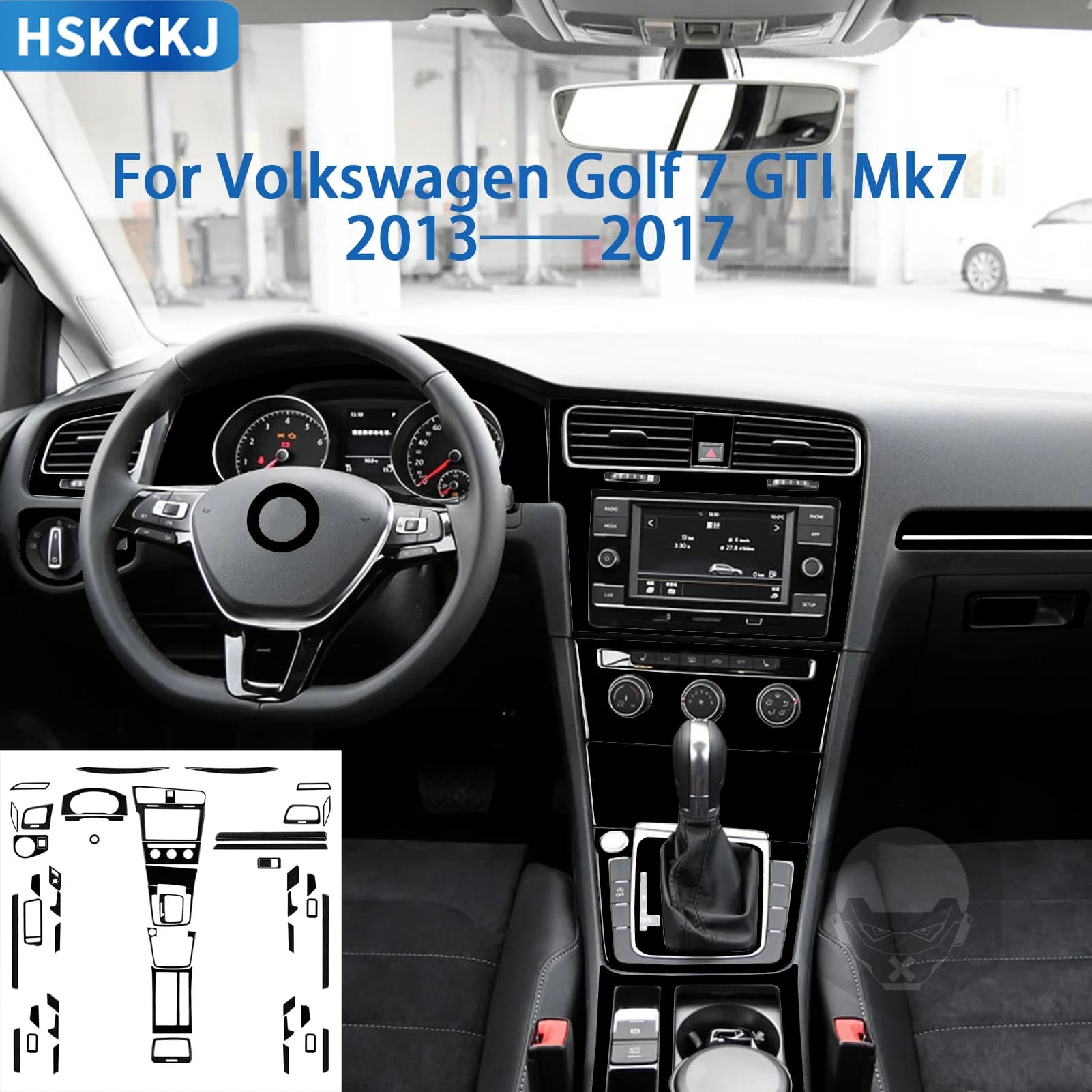 For Volkswagen VW Golf7 GTI Mk7 2013 2014 2015 2016 2017 Dashboard Gear Full Set Black Sticker Modified Interior Car Accessories