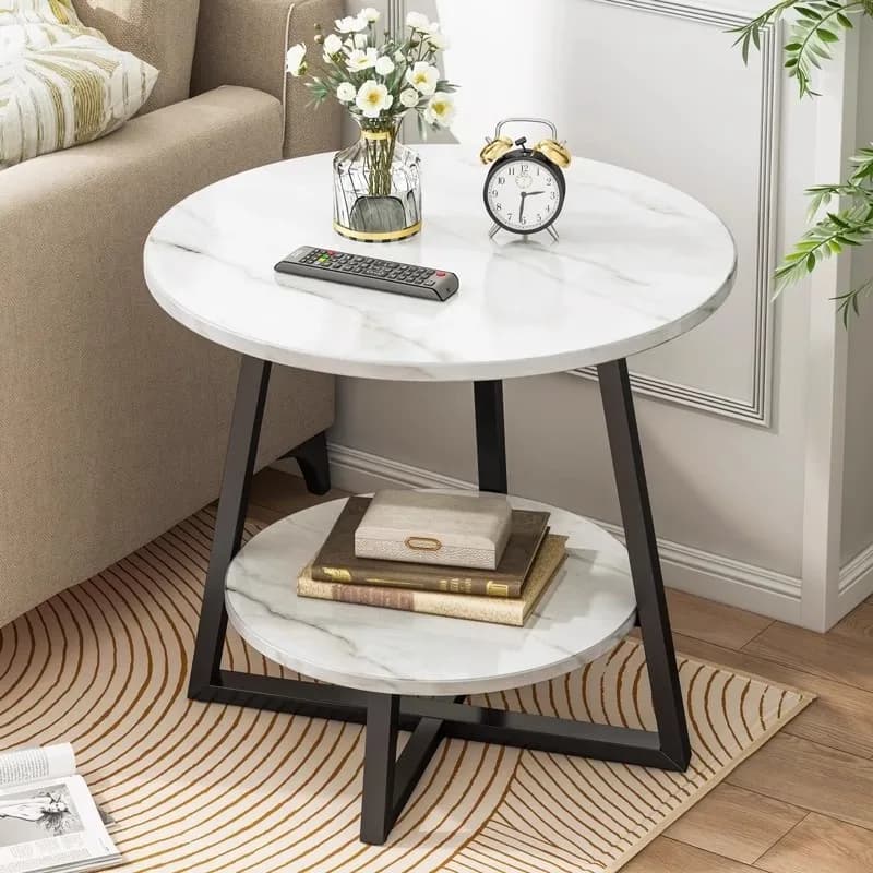 Bed Side Modern Double Layered Round Coffee Table for Home
