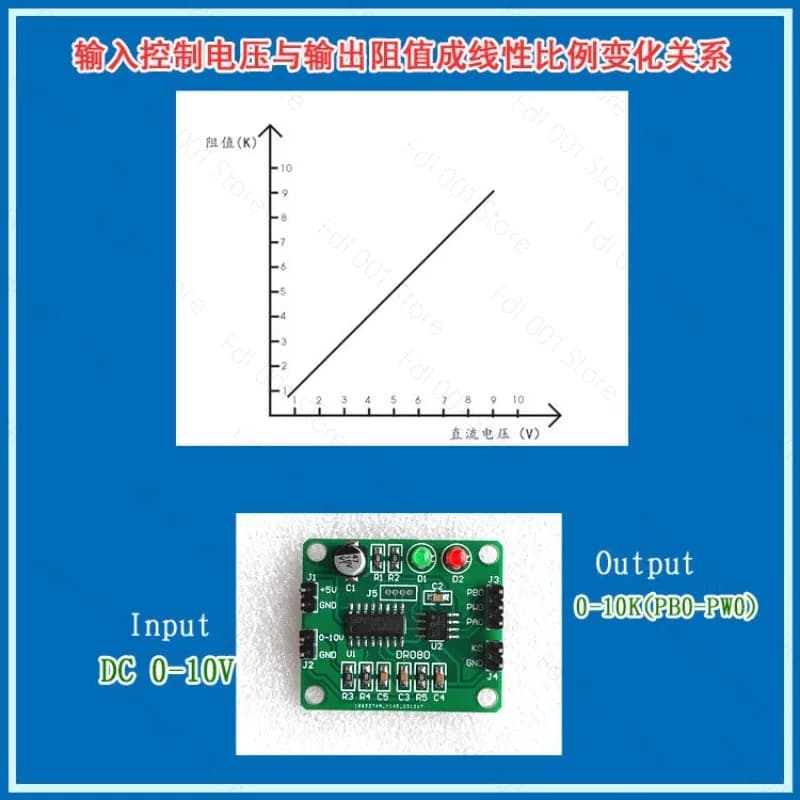 DR080 |0-10V Voltage Control Digital Potentiometer Voltage To Resistance Analog Control Resistance  2pc